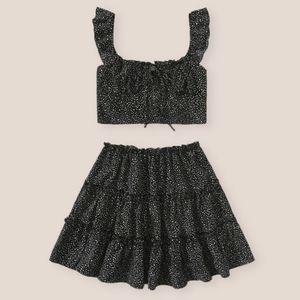 💬 Dotted Frilly Summer Skirt Set
